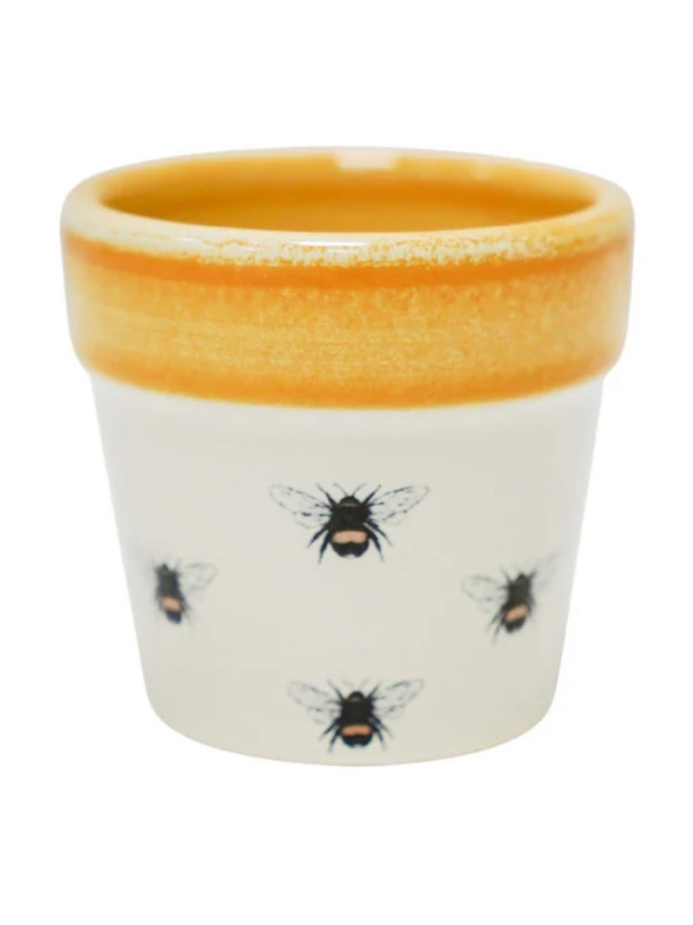 NWOT Allen + Roth Yellow Bumblebee Glazed Ceramic Cacti Round Indoor Planter